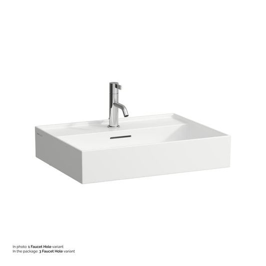 Laufen Kartell 24" x 18" White Countertop Bathroom Sink With 3 Faucet Holes