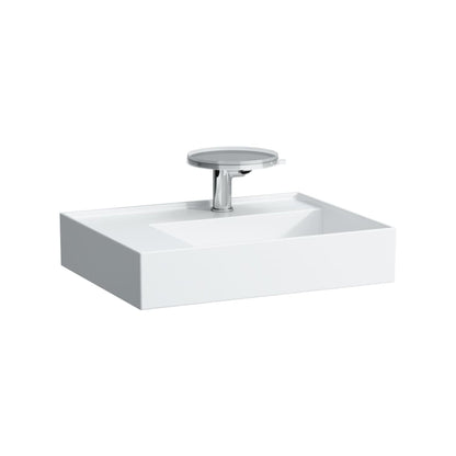 Laufen Kartell 24" x 18" White Countertop Shelf-Left Bathroom Sink With Faucet Hole