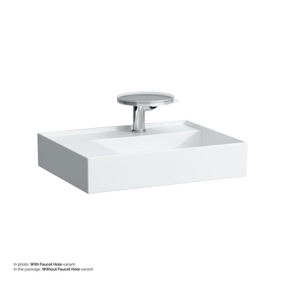 Laufen Kartell 24" x 18" White Countertop Shelf-Left Bathroom Sink Without Faucet Hole