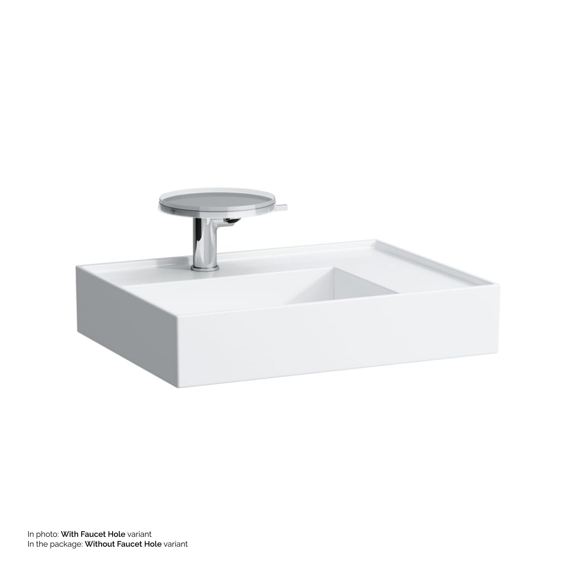 Laufen Kartell 24" x 18" White Countertop Shelf-Right Bathroom Sink Without Faucet Hole