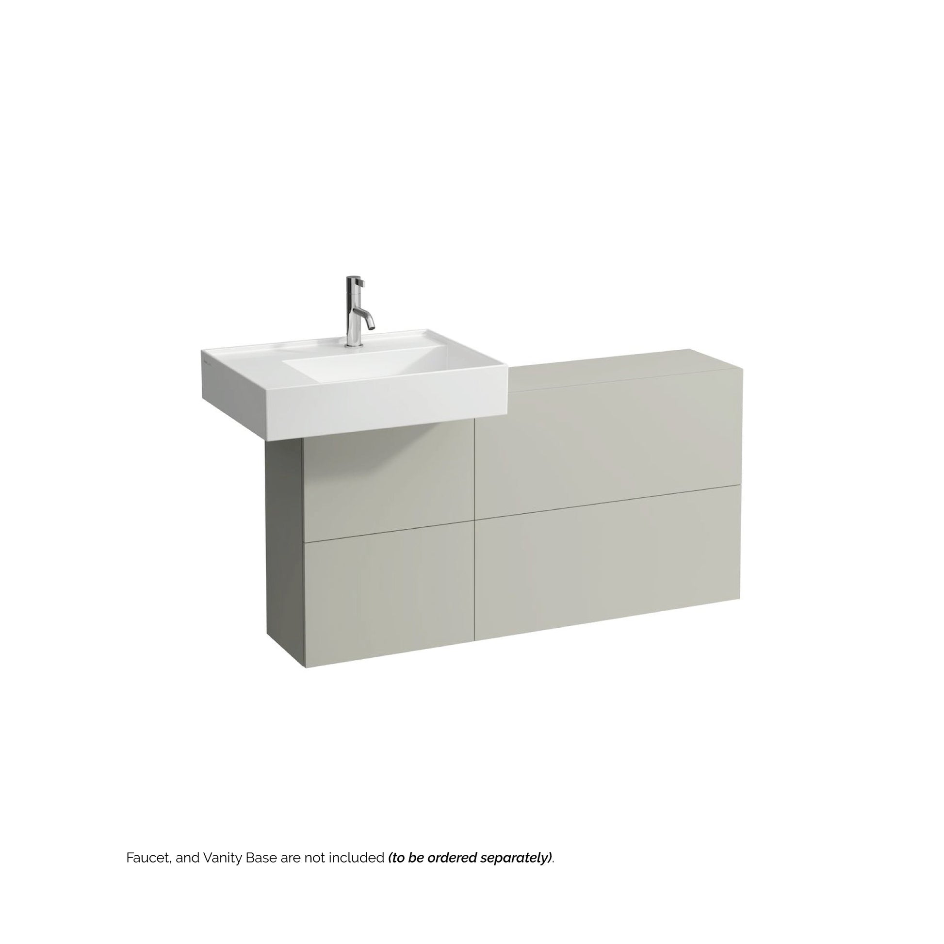 Laufen Kartell 24" x 18" White Wall-Mounted Shelf-Left Bathroom Sink With Faucet Hole