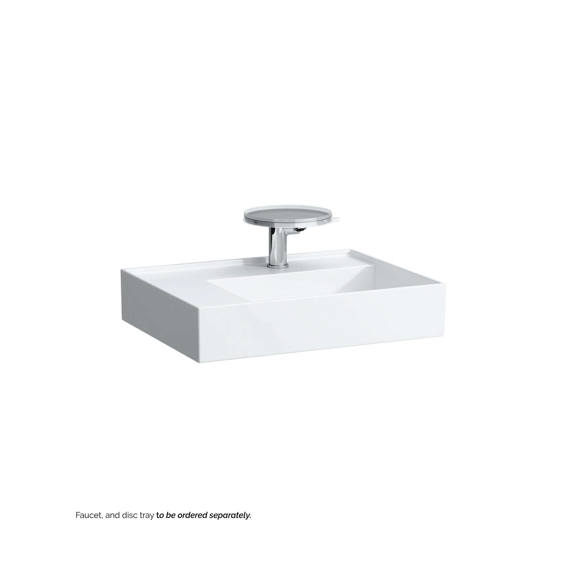 Laufen Kartell 24" x 18" White Wall-Mounted Shelf-Left Bathroom Sink With Faucet Hole