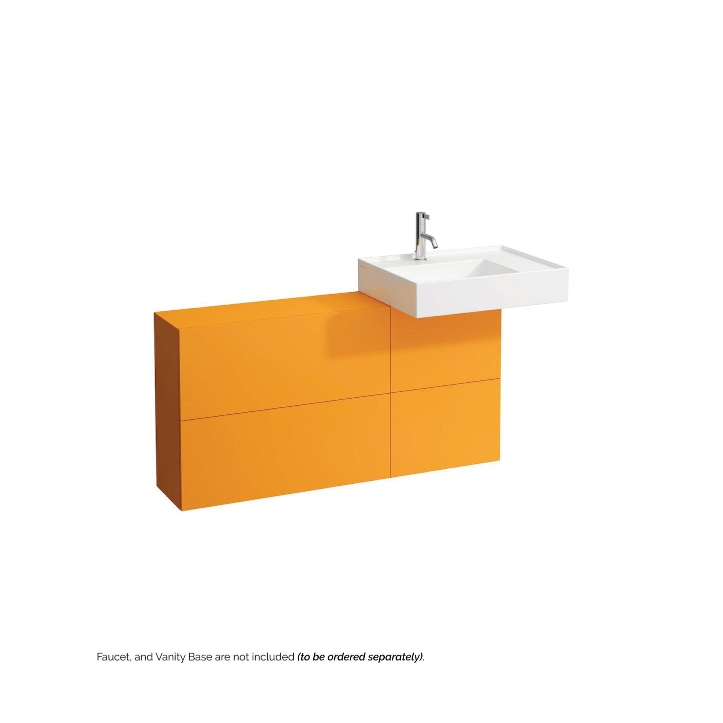 Laufen Kartell 24" x 18" White Wall-Mounted Shelf-Right Bathroom Sink With Faucet Hole