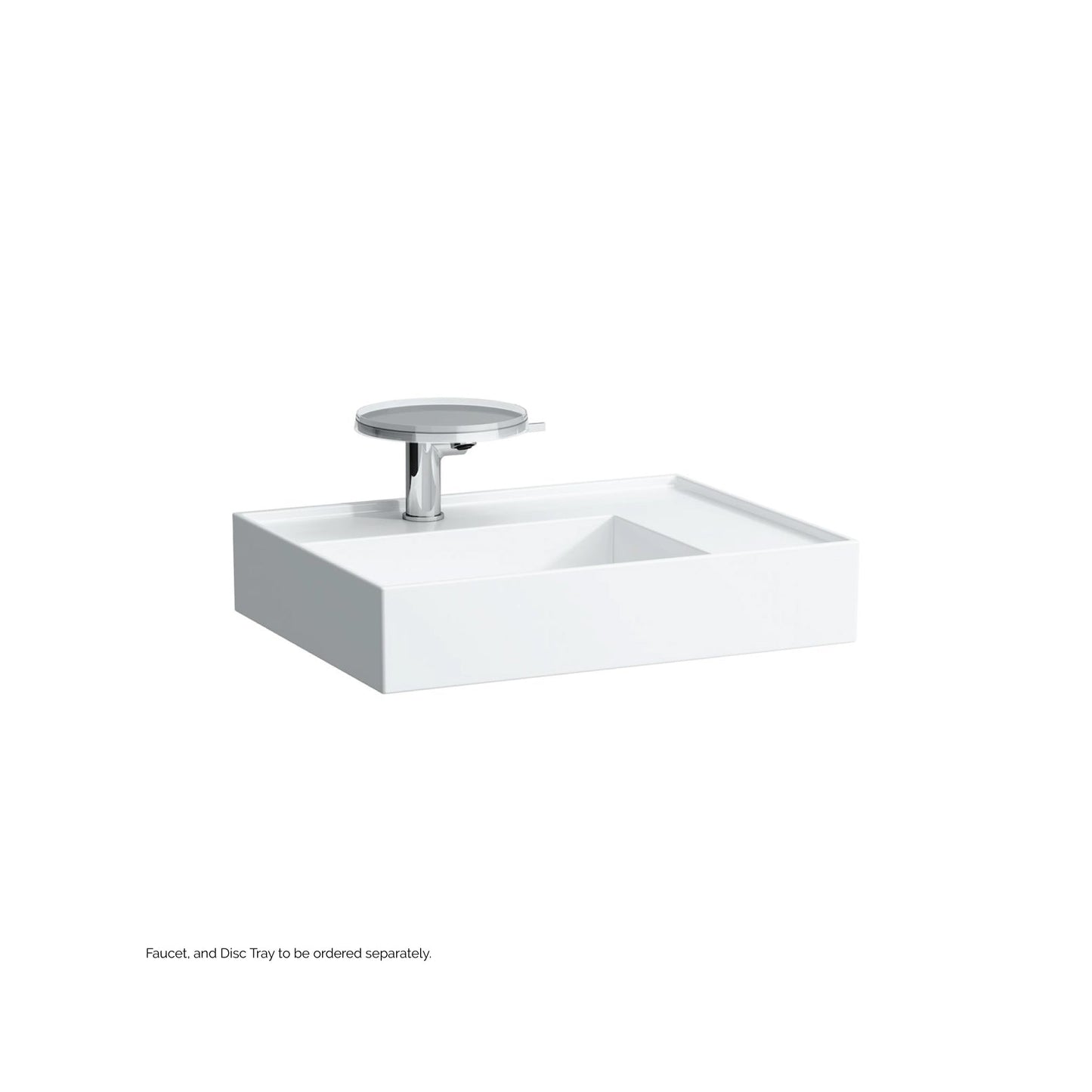 Laufen Kartell 24" x 18" White Wall-Mounted Shelf-Right Bathroom Sink With Faucet Hole