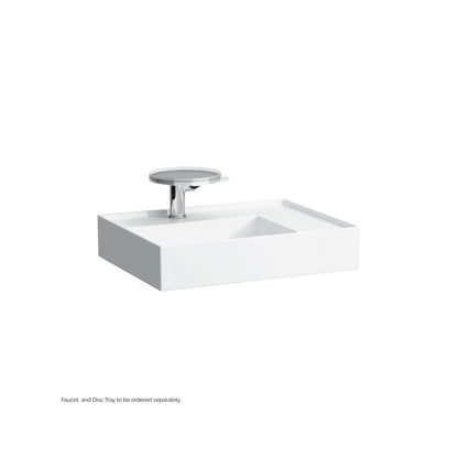 Laufen Kartell 24" x 18" White Wall-Mounted Shelf-Right Bathroom Sink With Faucet Hole