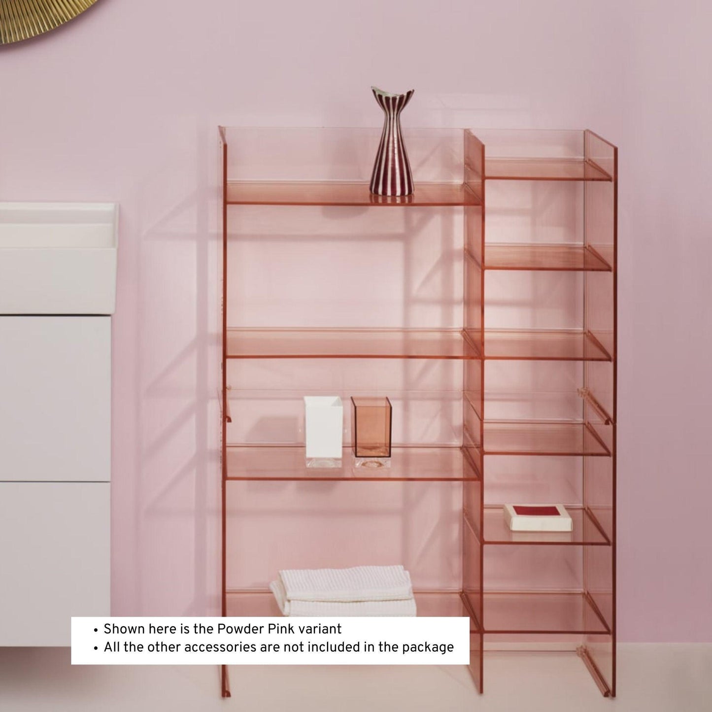 Laufen Kartell 30" Powder Pink Acrylic Stackable Freestanding Shelf