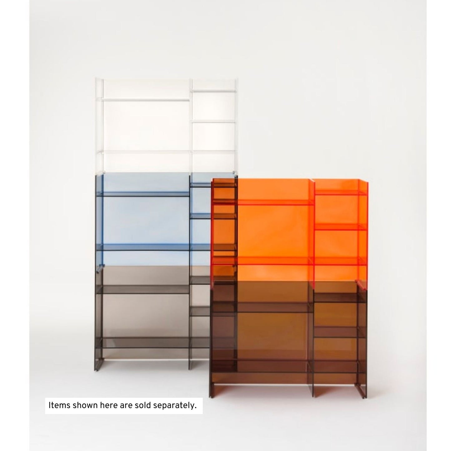 Laufen Kartell 30" Tangerine Orange Acrylic Stackable Freestanding Shelf