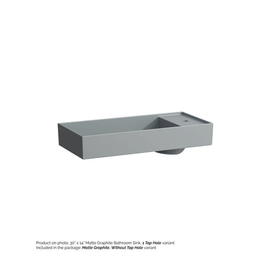 Laufen Kartell 30" x 14" Matte Graphite Countertop Bathroom Sink Without Faucet Hole