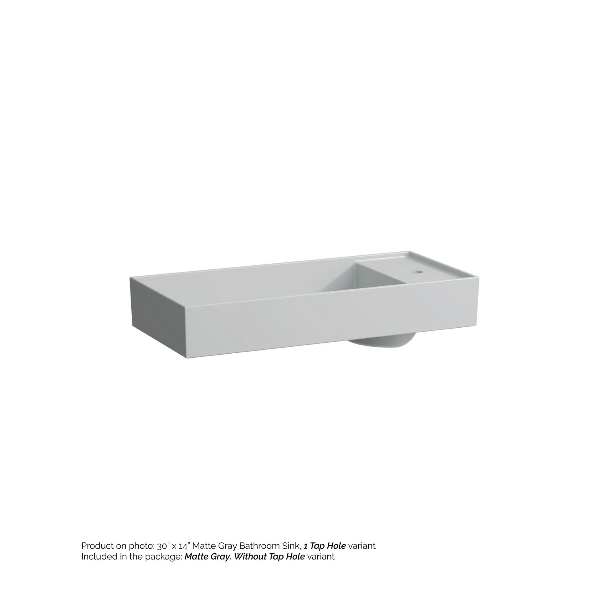 Laufen Kartell 30" x 14" Matte Gray Countertop Bathroom Sink Without Faucet Hole
