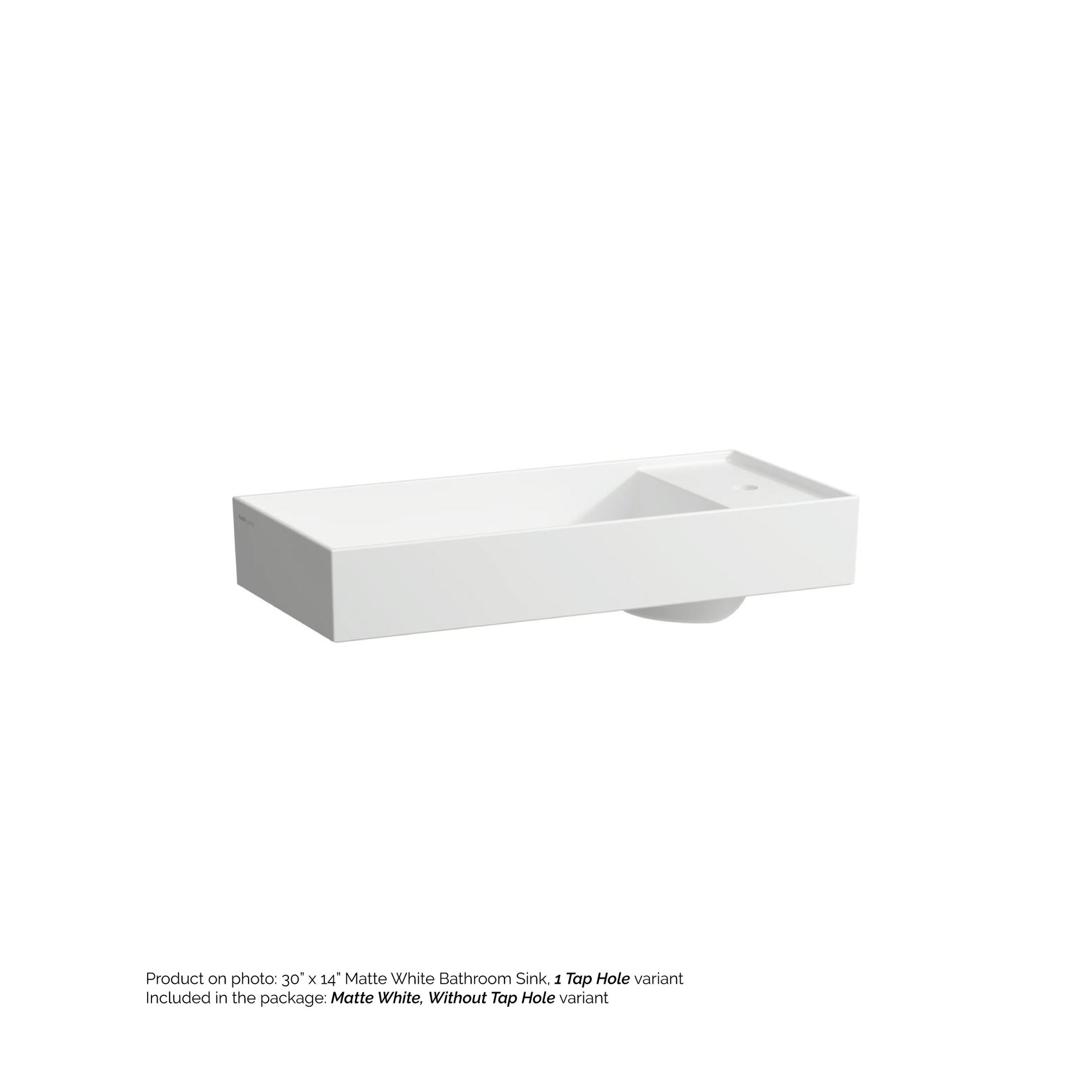 Laufen Kartell 30" x 14" Matte White Countertop Bathroom Sink Without Faucet Hole