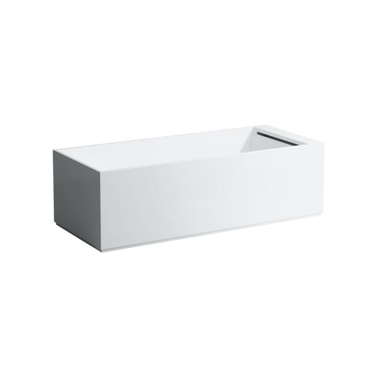 Laufen Kartell 30" x 69" Rectangular White Freestanding Bathtub With Tap Bank on Foot End