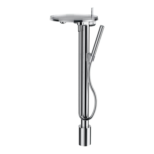 Laufen Kartell 31" Chrome Fixed-Spout Floor-Mounted Bathtub Faucet With Hand Shower