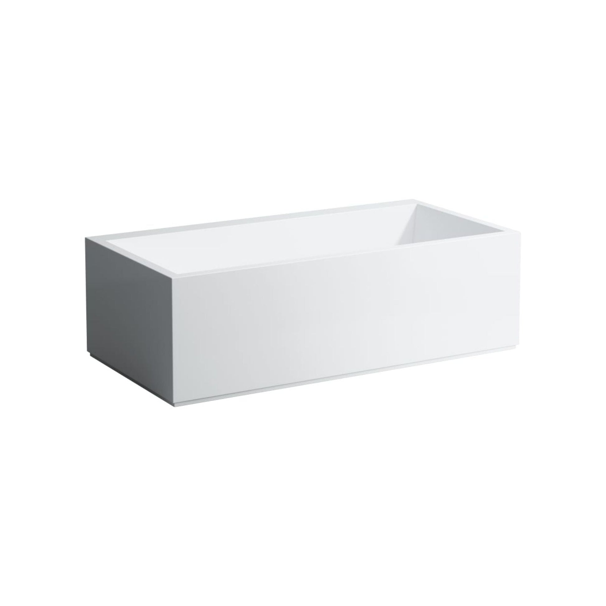 Laufen Kartell 34" x 67" Rectangular White Freestanding Bathtub With Tap Bank On Right