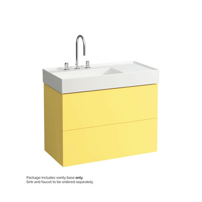 Laufen Kartell 35" 2-Drawer Mustard Yellow Wall-Mounted Vanity With Drawer Organizer for Kartell Bathroom Sink Model: H810338