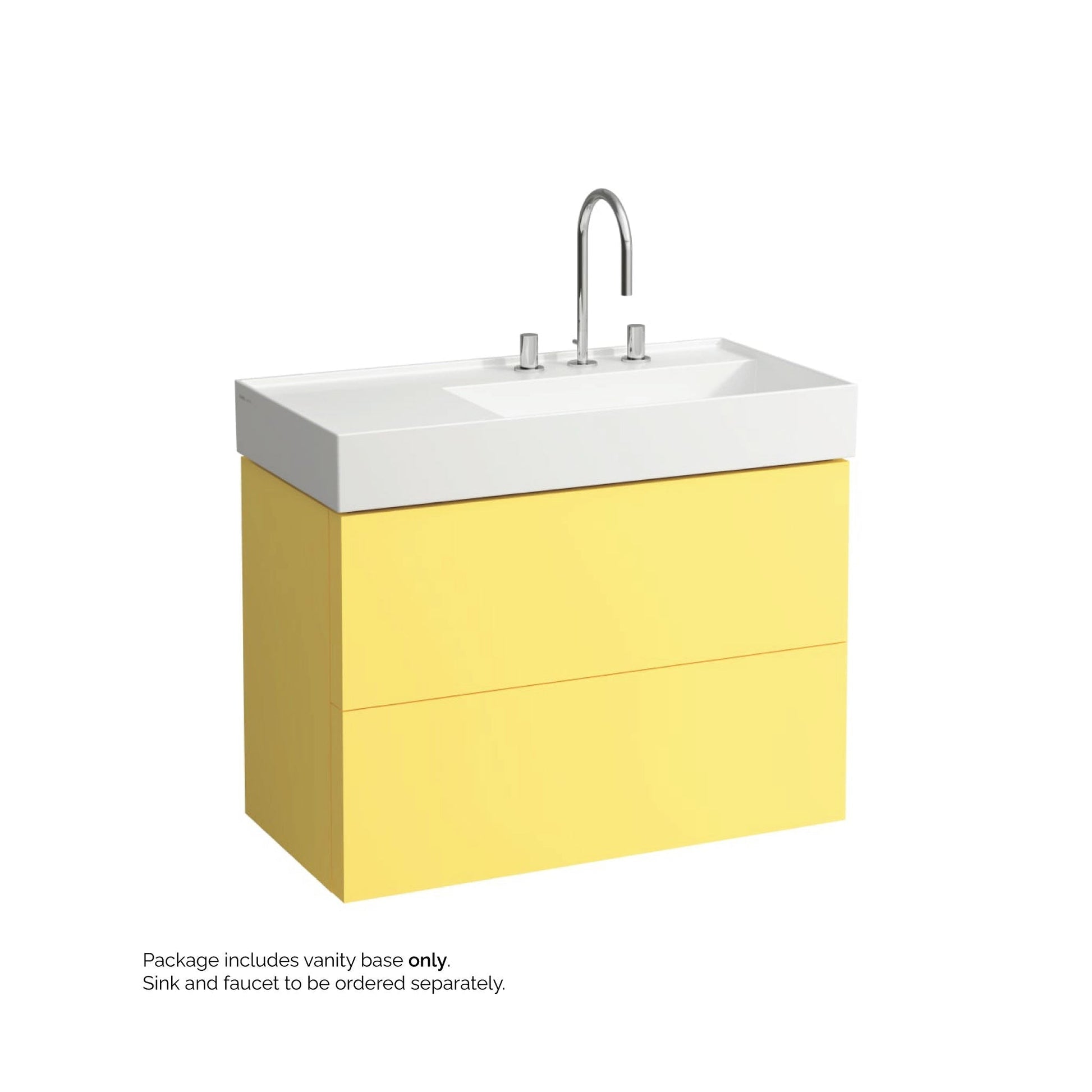 Laufen Kartell 35" 2-Drawer Mustard Yellow Wall-Mounted Vanity With Drawer Organizer for Kartell Bathroom Sink Model: H810339