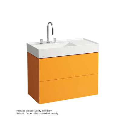 Laufen Kartell 35" 2-Drawer Ochre Brown Wall-Mounted Vanity With Drawer Organizer for Kartell Bathroom Sink Model: H810338