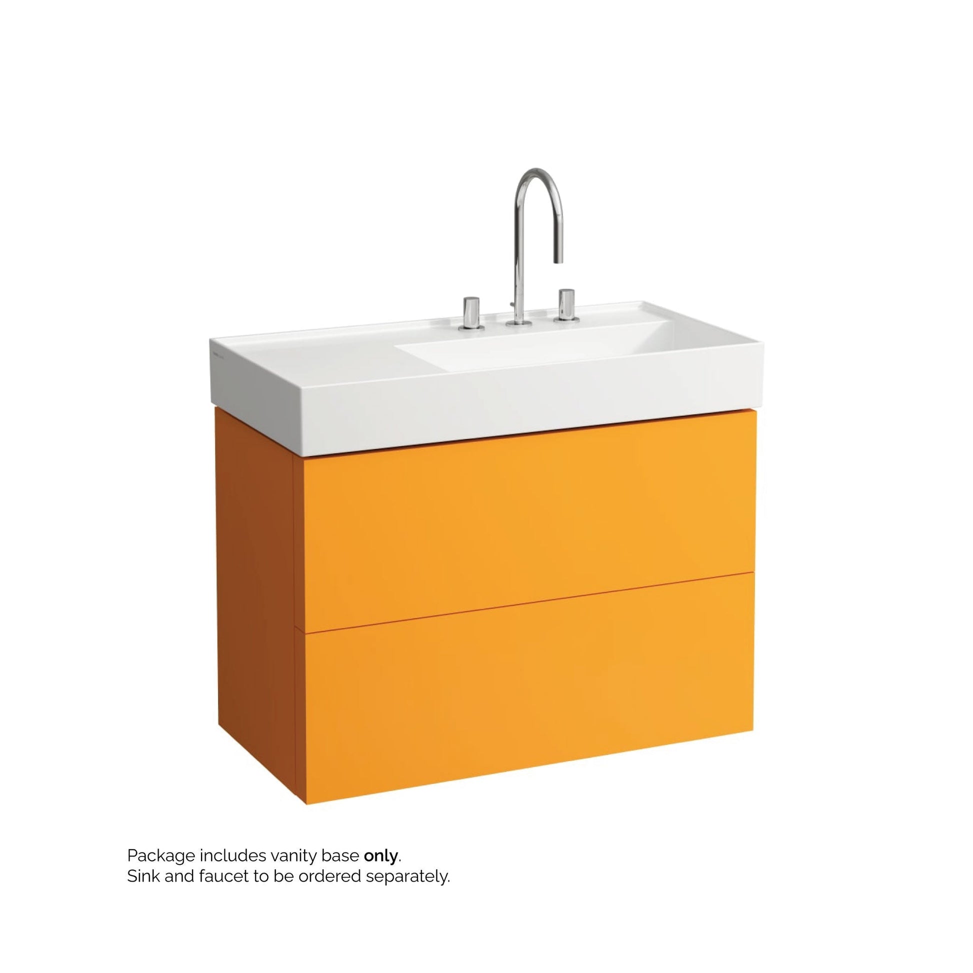 Laufen Kartell 35" 2-Drawer Ochre Brown Wall-Mounted Vanity With Drawer Organizer for Kartell Bathroom Sink Model: H810339