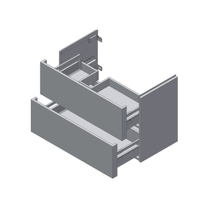 Laufen Kartell 35" 2-Drawer Slate Gray Wall-Mounted Vanity With Drawer Organizer for Kartell Bathroom Sink Model: H810338