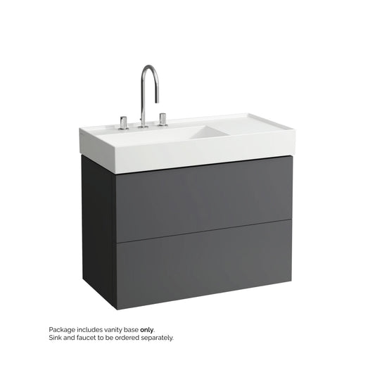 Laufen Kartell 35" 2-Drawer Slate Gray Wall-Mounted Vanity With Drawer Organizer for Kartell Bathroom Sink Model: H810338