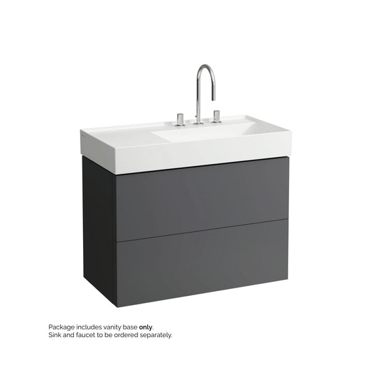 Laufen Kartell 35" 2-Drawer Slate Gray Wall-Mounted Vanity With Drawer Organizer for Kartell Bathroom Sink Model: H810339