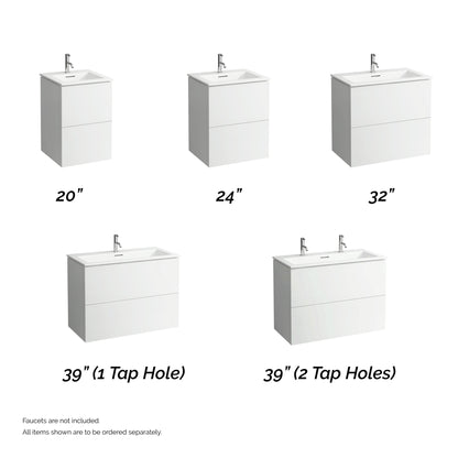 Laufen Kartell 39" 2-Drawer Matte White Wall-Mounted Vanity Set With 2-Hole Bathroom Sink