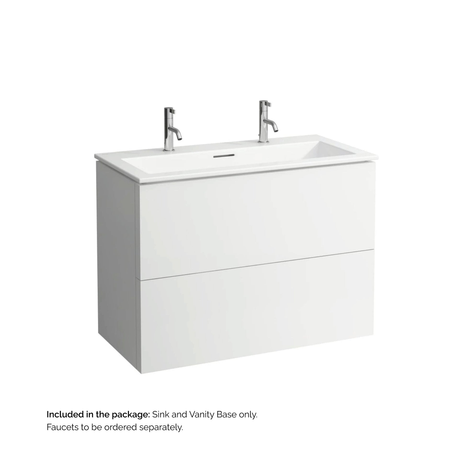 Laufen Kartell 39" 2-Drawer Matte White Wall-Mounted Vanity Set With 2-Hole Bathroom Sink
