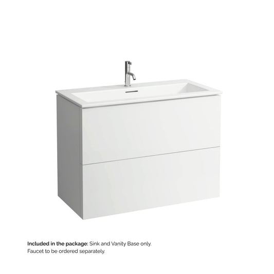 Laufen Kartell 39" 2-Drawer Matte White Wall-Mounted Vanity Set With Single-Hole Bathroom Sink