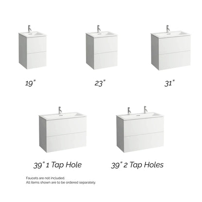 Laufen Kartell 39" 2-Drawer Pebble Gray Wall-Mounted Vanity Set With 2-Hole Bathroom Sink