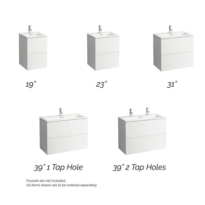 Laufen Kartell 39" 2-Drawer Pebble Gray Wall-Mounted Vanity Set With Single-Hole Bathroom Sink