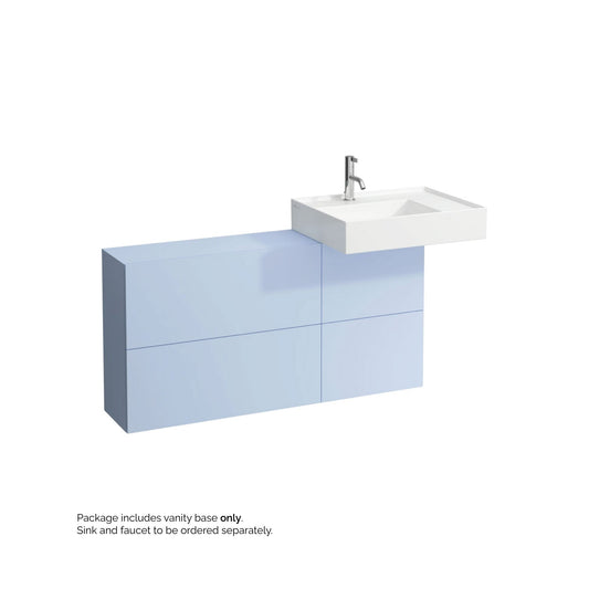 Laufen Kartell 47" 1-Door and 2-Flap Gray Blue Wall-Mounted Sideboard Vanity With Sink Placement on the Right