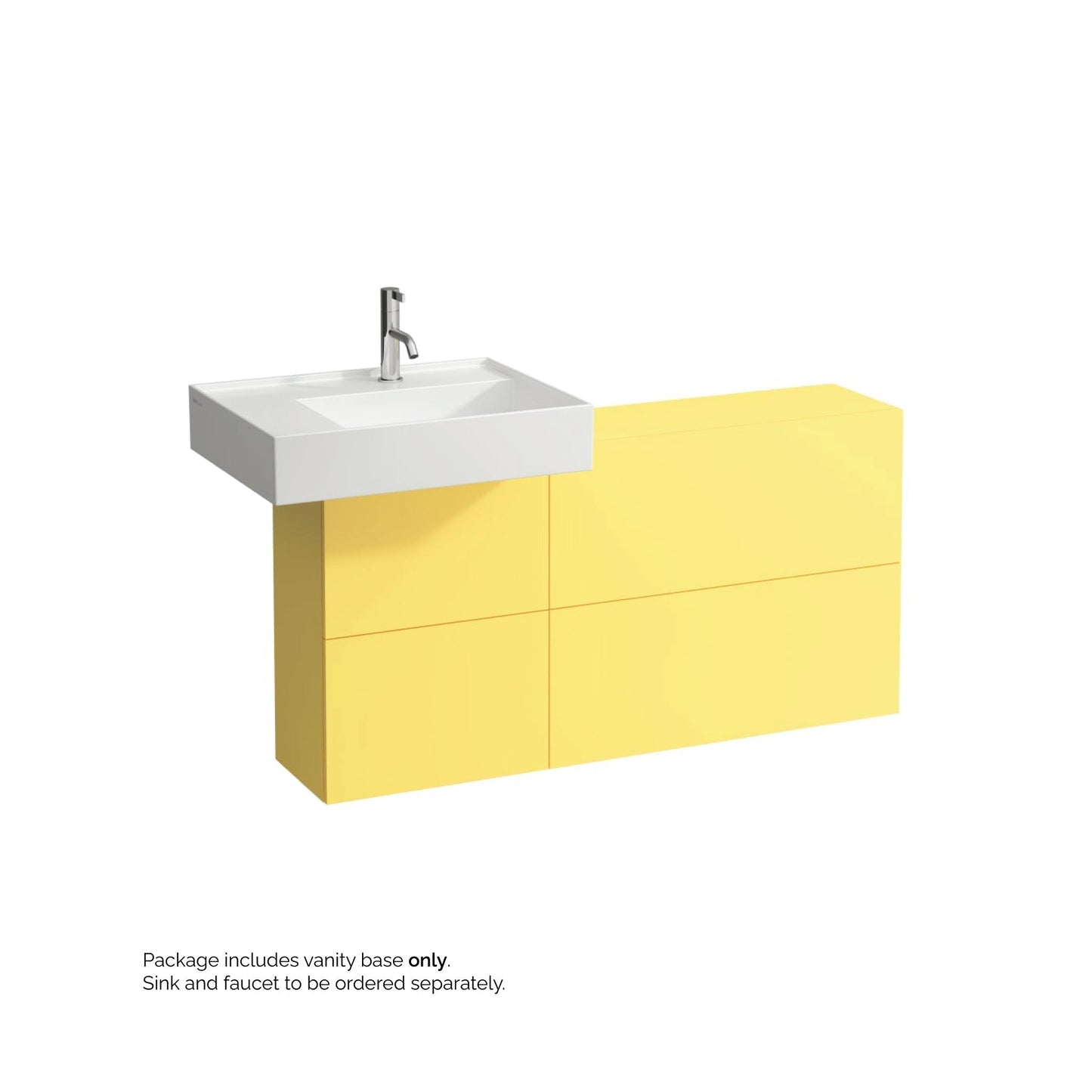 Laufen Kartell 47" 1-Door and 2-Flap Mustard Yellow Wall-Mounted Sideboard Vanity With Sink Placement on the Left