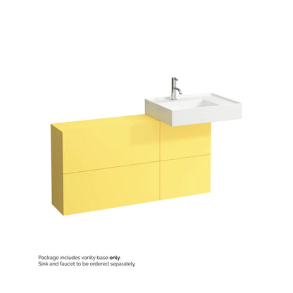 Laufen Kartell 47" 1-Door and 2-Flap Mustard Yellow Wall-Mounted Sideboard Vanity With Sink Placement on the Right
