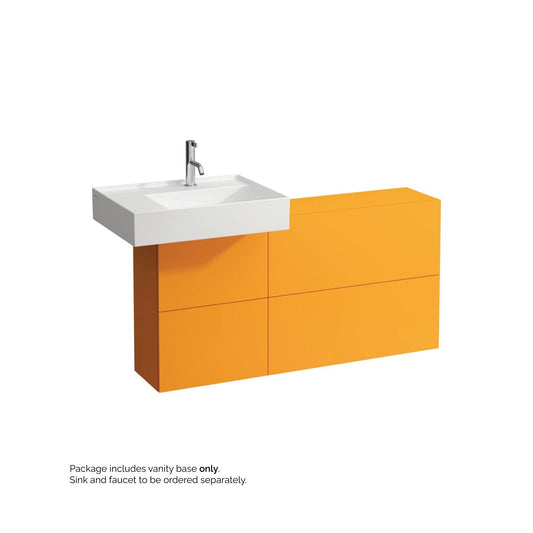 Laufen Kartell 47" 1-Door and 2-Flap Ochre Brown Wall-Mounted Sideboard Vanity With Sink Placement on the Left