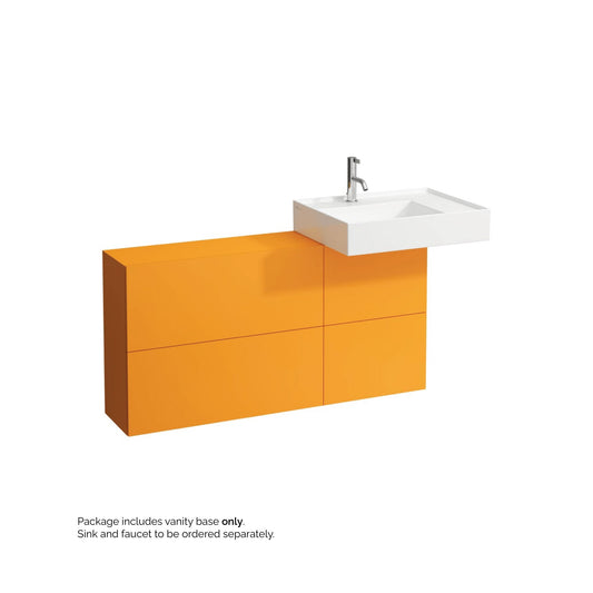 Laufen Kartell 47" 1-Door and 2-Flap Ochre Brown Wall-Mounted Sideboard Vanity With Sink Placement on the Right