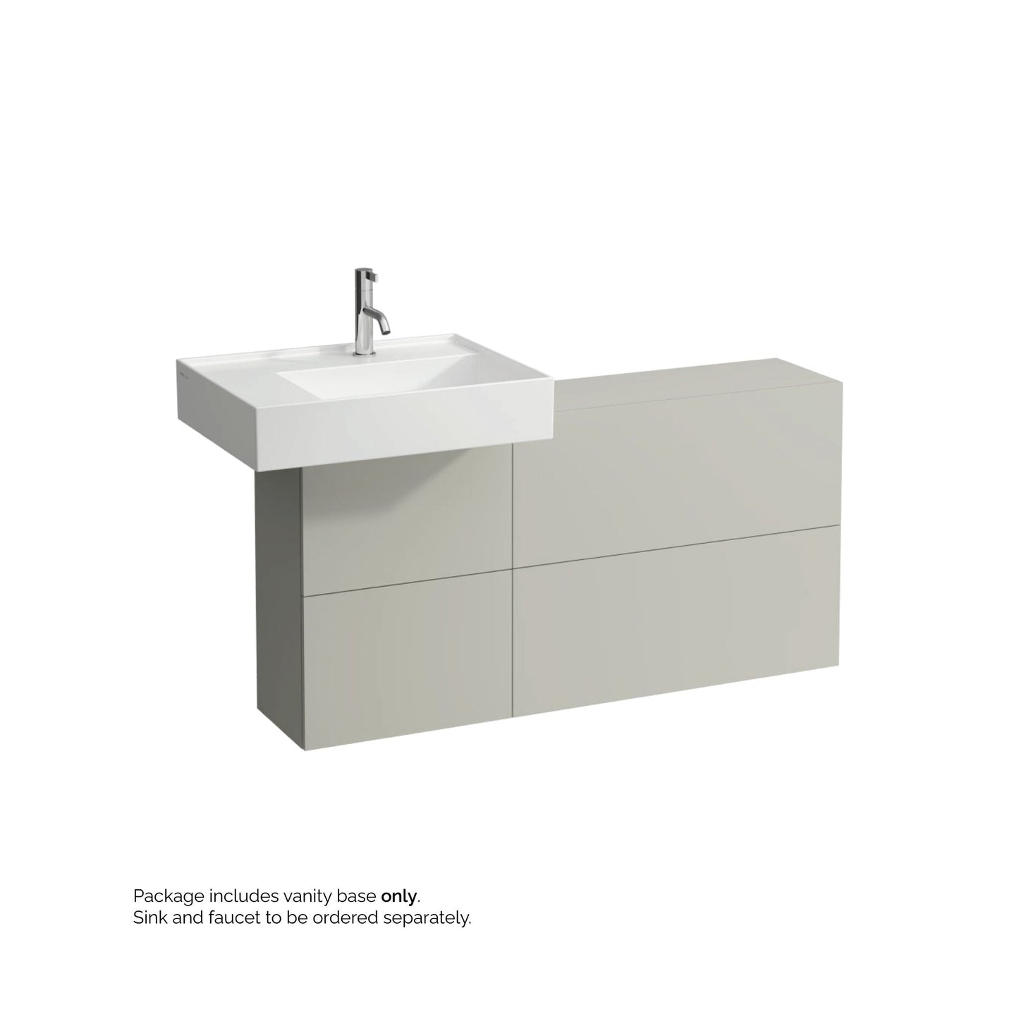 Laufen Kartell 47" 1-Door and 2-Flap Pebble Gray Wall-Mounted Sideboard Vanity With Sink Placement on the Left