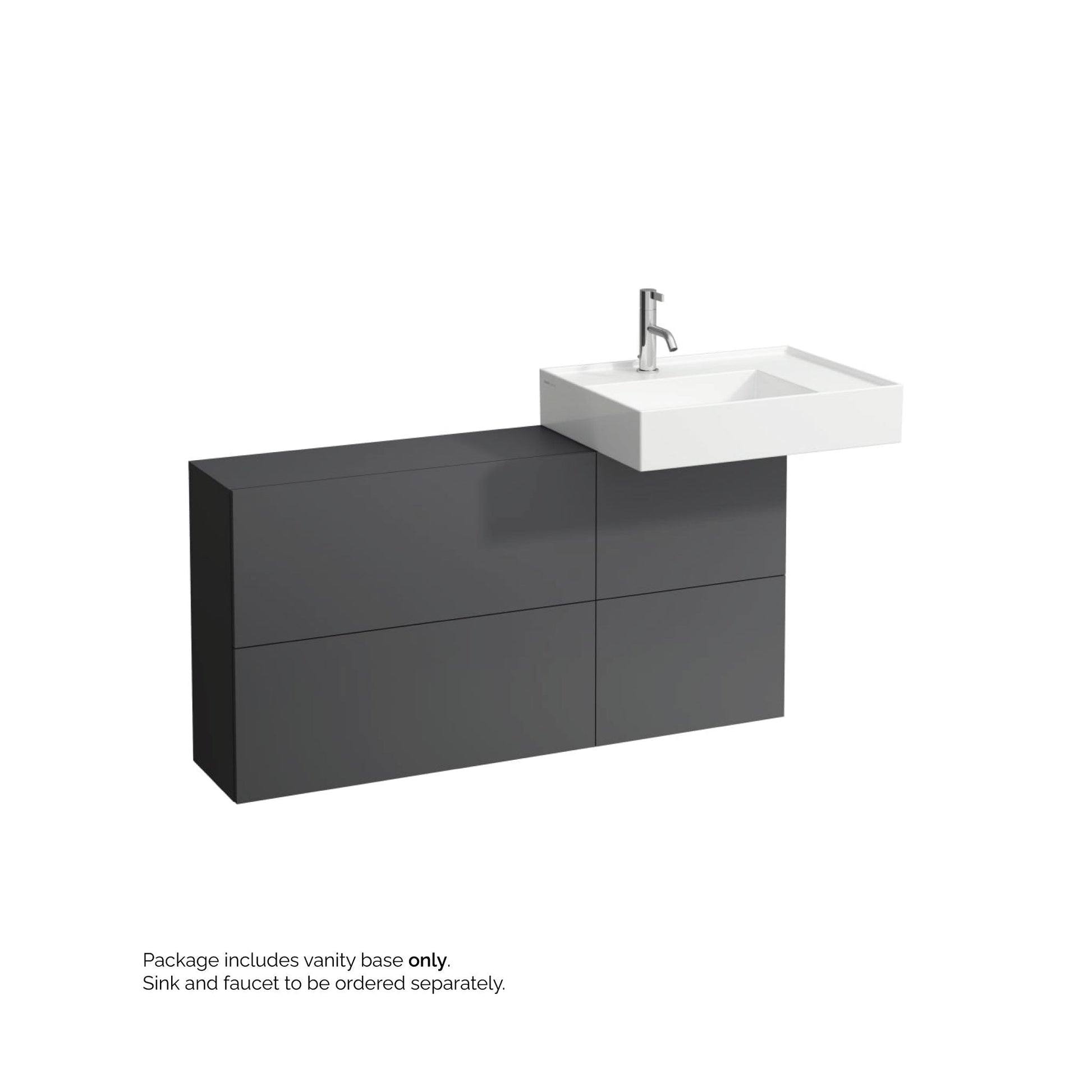 Laufen Kartell 47" 1-Door and 2-Flap Slate Gray Wall-Mounted Sideboard Vanity With Sink Placement on the Right