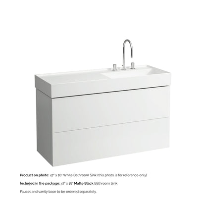 Laufen Kartell 47" x 18" Matte Black Wall-Mounted Shelf-Left Bathroom Sink With 3 Faucet Holes