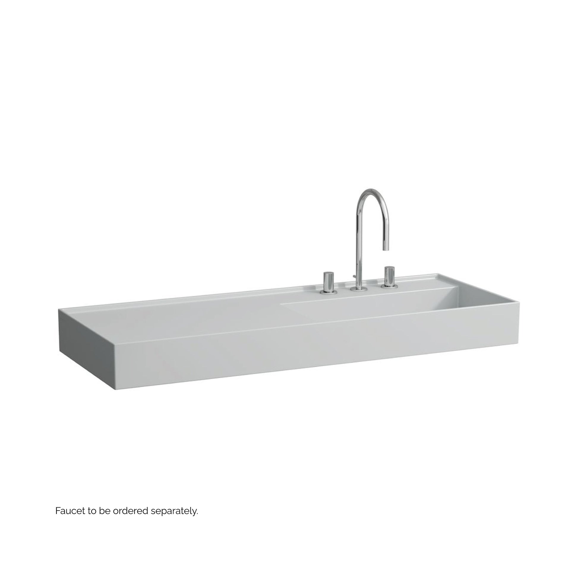 Laufen Kartell 47" x 18" Matte Gray Wall-Mounted Shelf-Left Bathroom Sink With 3 Faucet Holes