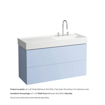 Laufen Kartell 47" x 18" Matte Gray Wall-Mounted Shelf-Left Bathroom Sink With Faucet Hole