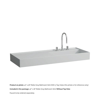 Laufen Kartell 47" x 18" Matte Gray Wall-Mounted Shelf-Left Bathroom Sink Without Faucet Hole