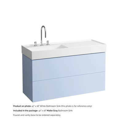 Laufen Kartell 47" x 18" Matte Gray Wall-Mounted Shelf-Right Bathroom Sink With 3 Faucet Holes