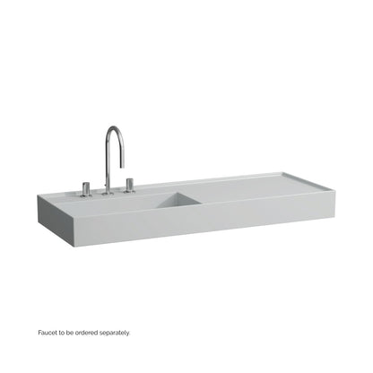 Laufen Kartell 47" x 18" Matte Gray Wall-Mounted Shelf-Right Bathroom Sink With 3 Faucet Holes