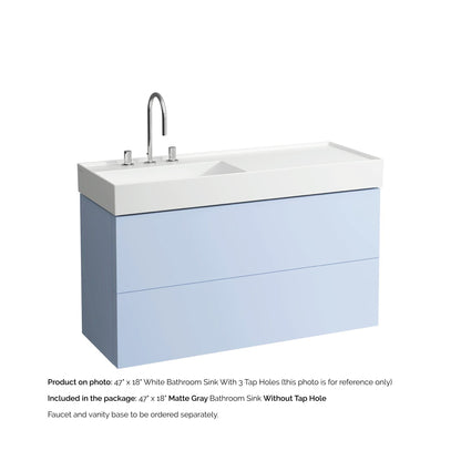 Laufen Kartell 47" x 18" Matte Gray Wall-Mounted Shelf-Right Bathroom Sink Without Faucet Hole