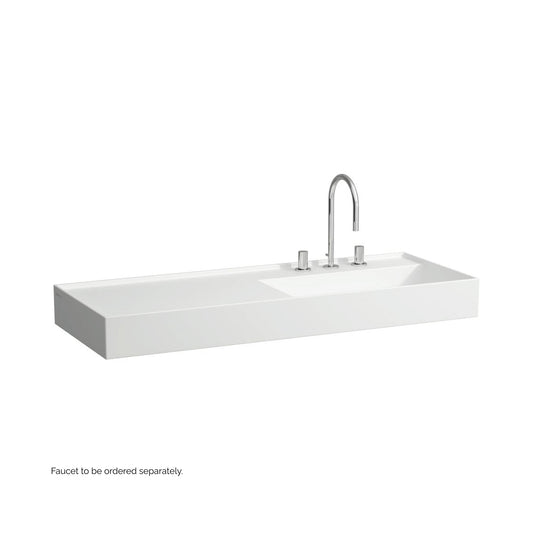 Laufen Kartell 47" x 18" Matte White Wall-Mounted Shelf-Left Bathroom Sink With 3 Faucet Holes