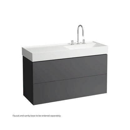 Laufen Kartell 47" x 18" White Wall-Mounted Shelf-Left Bathroom Sink With 3 Faucet Holes