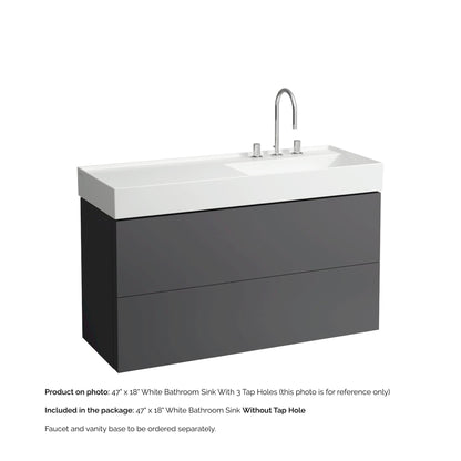 Laufen Kartell 47" x 18" White Wall-Mounted Shelf-Left Bathroom Sink Without Faucet Hole