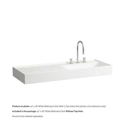Laufen Kartell 47" x 18" White Wall-Mounted Shelf-Left Bathroom Sink Without Faucet Hole