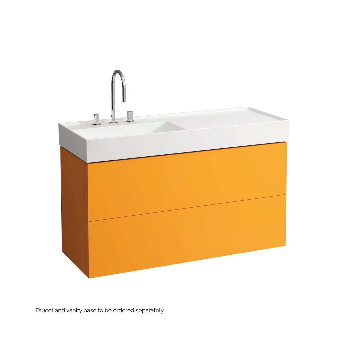 Laufen Kartell 47" x 18" White Wall-Mounted Shelf-Right Bathroom Sink With 3 Faucet Holes