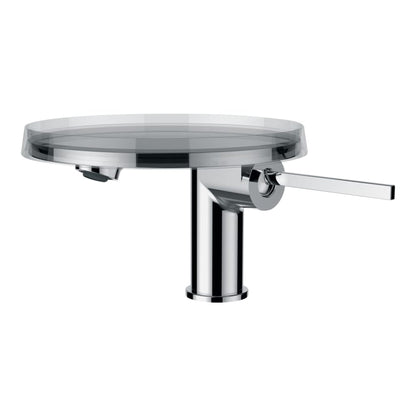 Laufen Kartell 5" Single-Hole Chrome Fixed-Spout Bathroom Sink Faucet With Pop-up Waste and Disc Tray