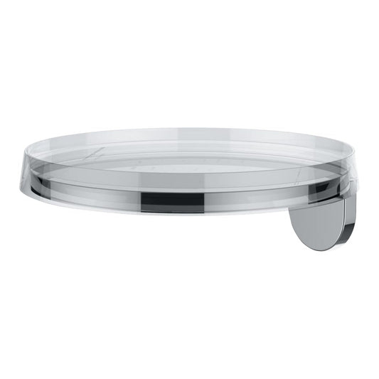 Laufen Kartell 7" Chrome Bathroom Wall Shelf With Crystal Disc Tray